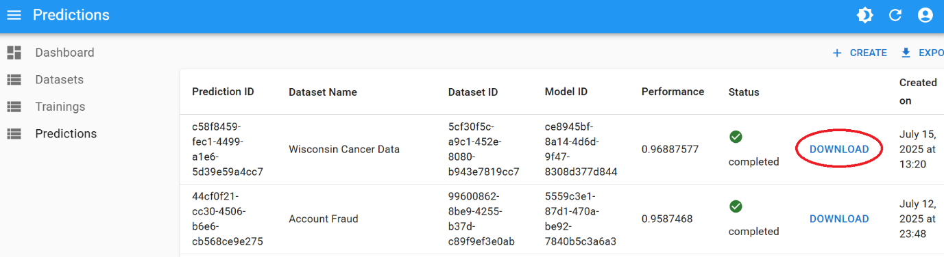 Step 10 - Download Predictions