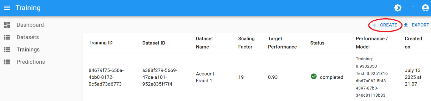 Step 5 - Create Training