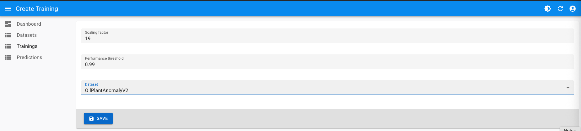 Create training form